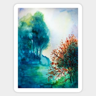 Watercolor autumn landscape 1 Sticker